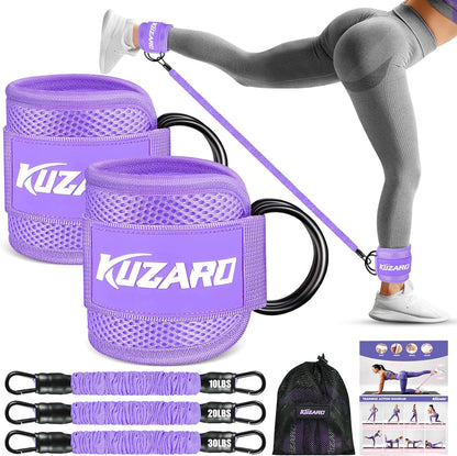 Ankle Resistance Bands with Cuffs, Ankle Weights Bands for Working Out, Women Leg and Glutes Workout Equipment, Exercise Bands for Kickbacks, Butt and Booty Trainer, Home Gym Fitness Equipment