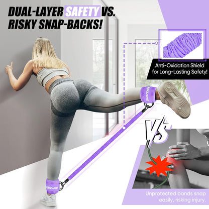 Ankle Resistance Bands with Cuffs, Ankle Weights Bands for Working Out, Women Leg and Glutes Workout Equipment, Exercise Bands for Kickbacks, Butt and Booty Trainer, Home Gym Fitness Equipment