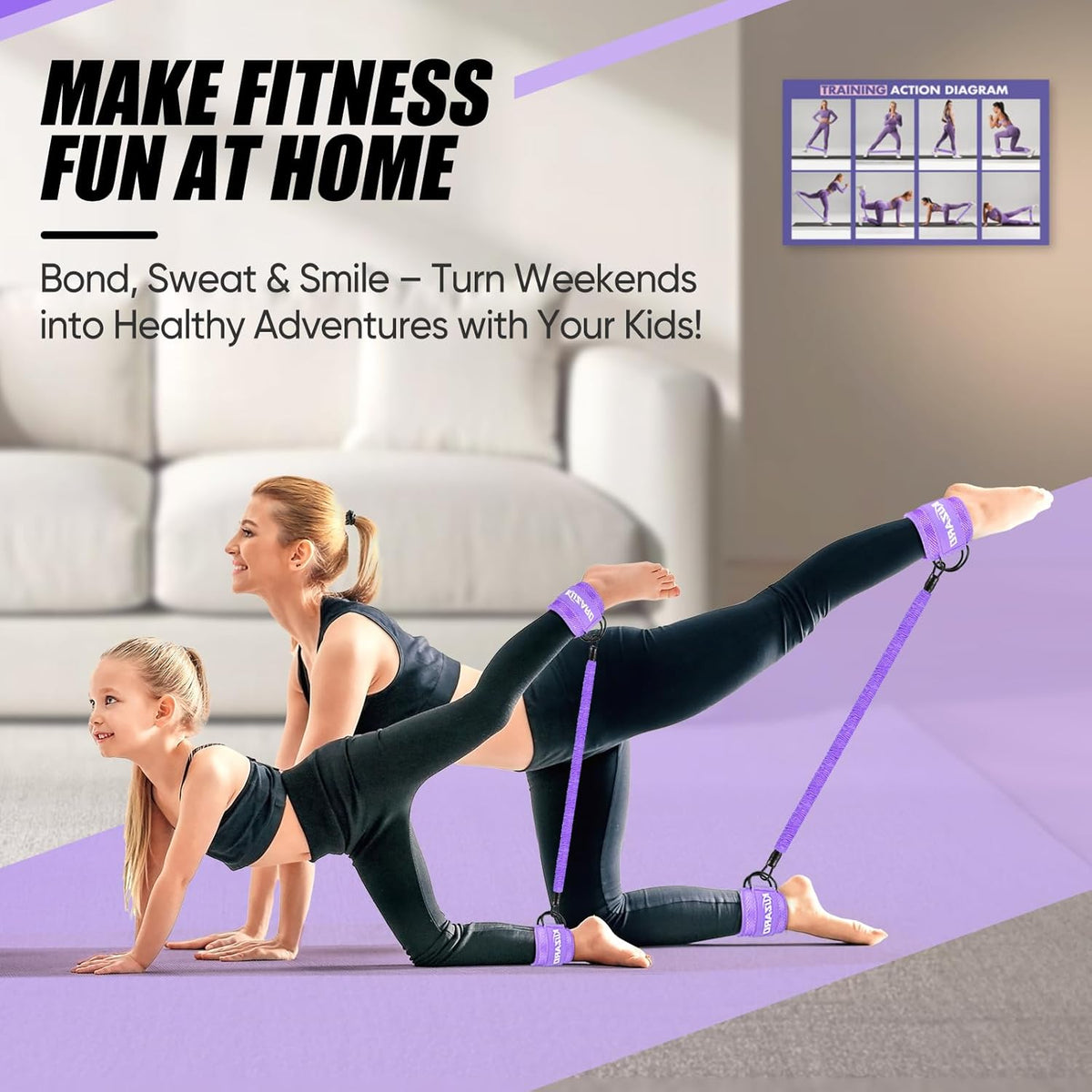 Ankle Resistance Bands with Cuffs, Ankle Weights Bands for Working Out, Women Leg and Glutes Workout Equipment, Exercise Bands for Kickbacks, Butt and Booty Trainer, Home Gym Fitness Equipment