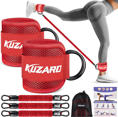 Ankle Resistance Bands with Cuffs, Ankle Weights Bands for Working Out, Women Leg and Glutes Workout Equipment, Exercise Bands for Kickbacks, Butt and Booty Trainer, Home Gym Fitness Equipment
