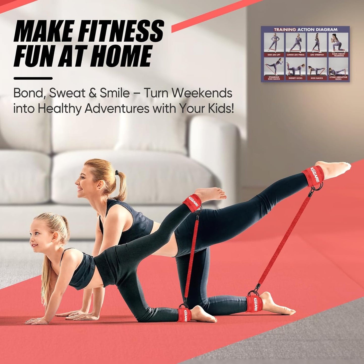 Ankle Resistance Bands with Cuffs, Ankle Weights Bands for Working Out, Women Leg and Glutes Workout Equipment, Exercise Bands for Kickbacks, Butt and Booty Trainer, Home Gym Fitness Equipment