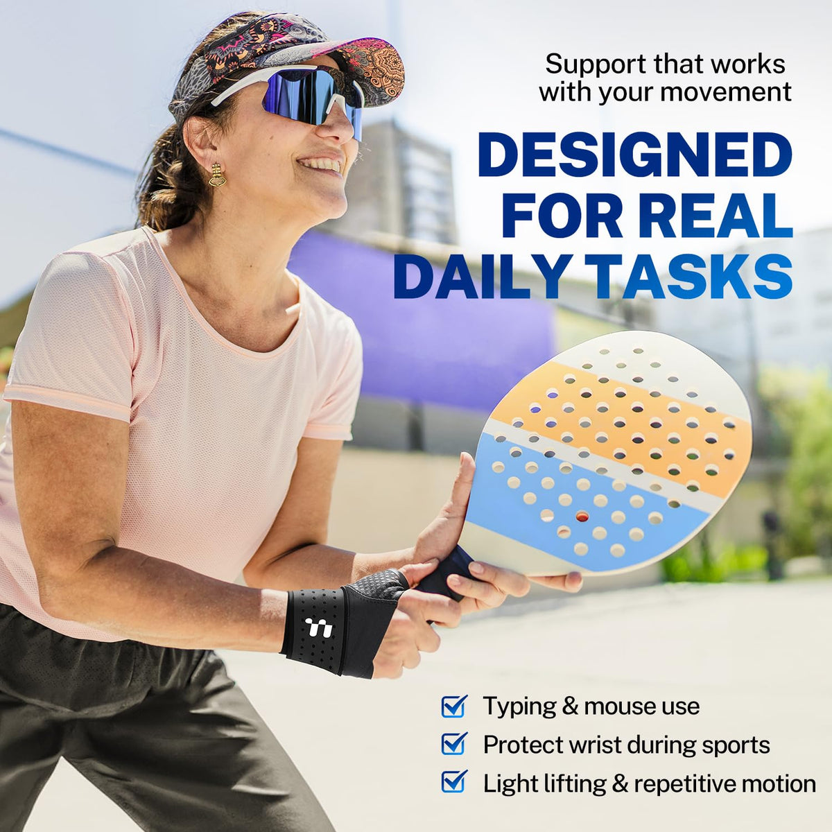 Ultra Thin Carpal Tunnel Wrist Brace for All-Day Wear & Support | Invisible Support while Working, Yoga Fabric, Soft Thumb Design, Ajustable Compression, Fits Both Hands, Not for Thumb Pain