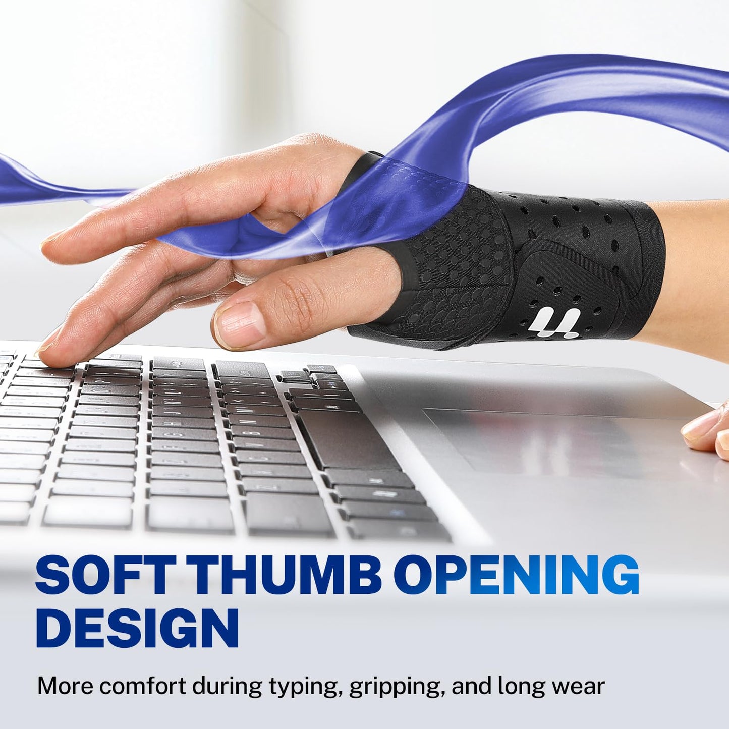 Ultra Thin Carpal Tunnel Wrist Brace for All-Day Wear & Support | Invisible Support while Working, Yoga Fabric, Soft Thumb Design, Ajustable Compression, Fits Both Hands, Not for Thumb Pain