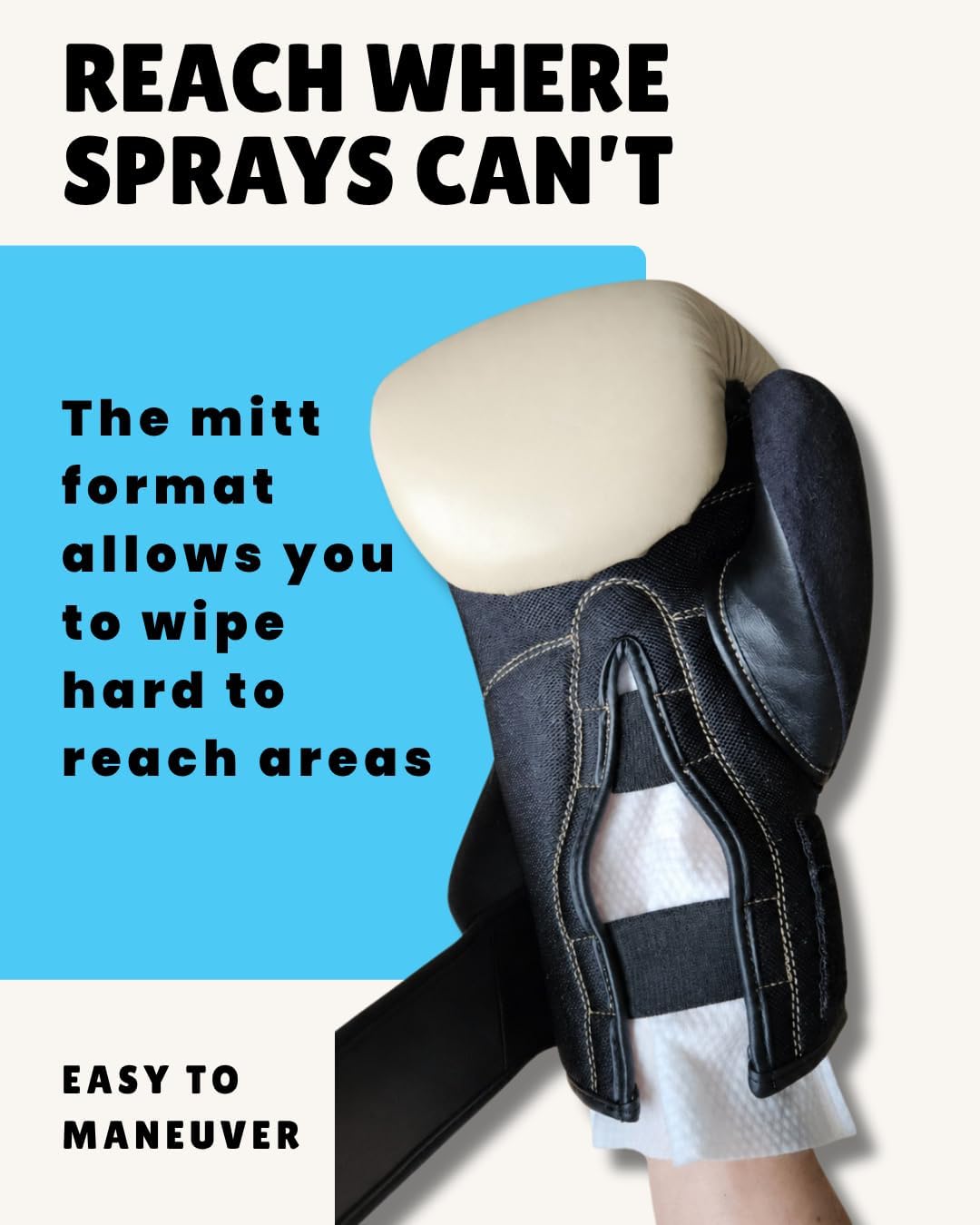 Sports Gear Cleaning & Deodorizing Mitts, Pre-Moistened for Boxing Gloves, Yoga Mats, Cleats, Helmets, Pads, Running Shoes & much more - 20 Count