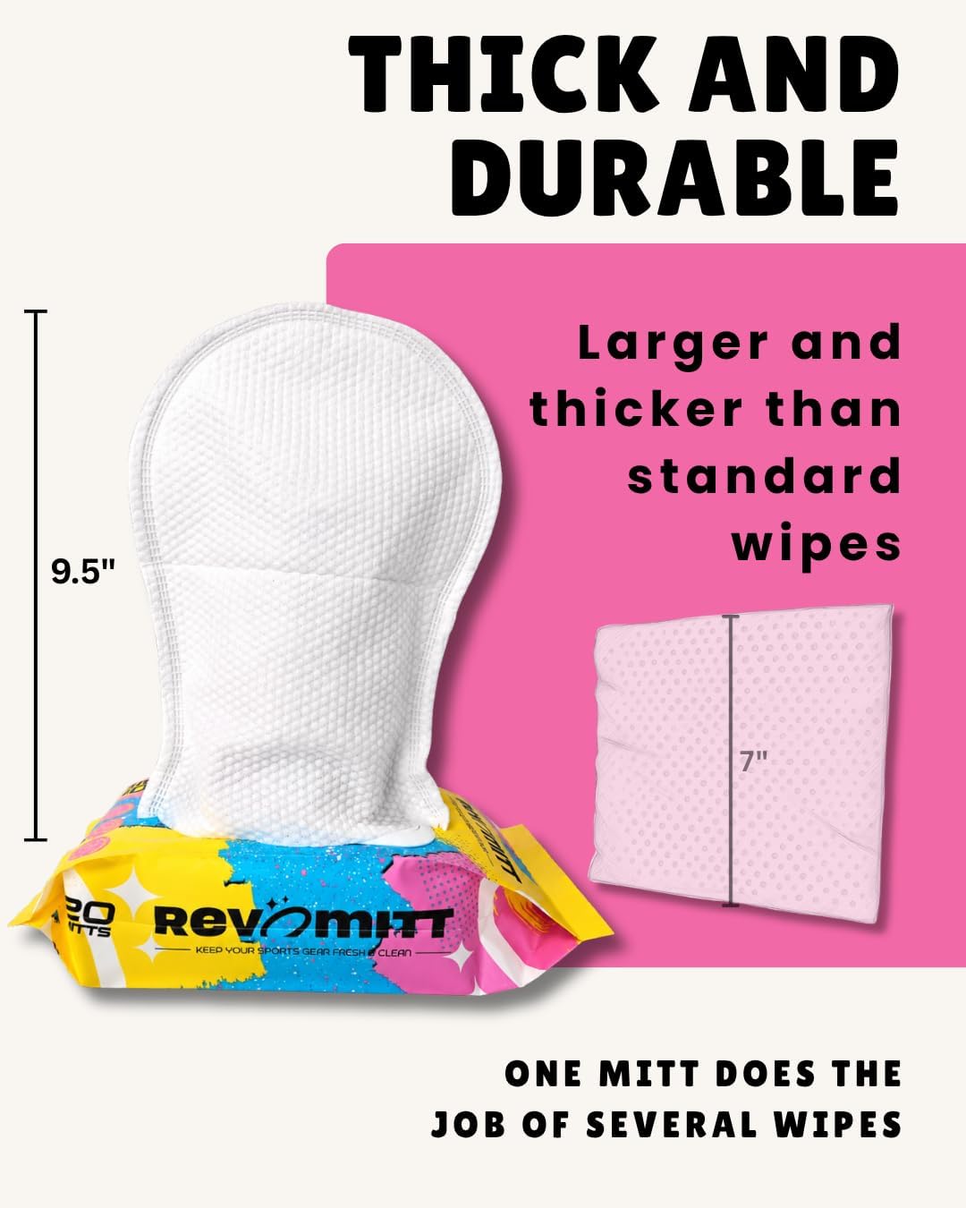 Sports Gear Cleaning & Deodorizing Mitts, Pre-Moistened for Boxing Gloves, Yoga Mats, Cleats, Helmets, Pads, Running Shoes & much more - 20 Count
