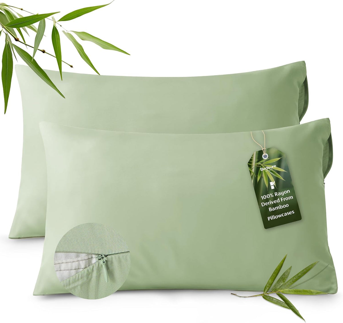 Zipper Pillow Cases Queen Size from Rayon Derived from Bamboo
