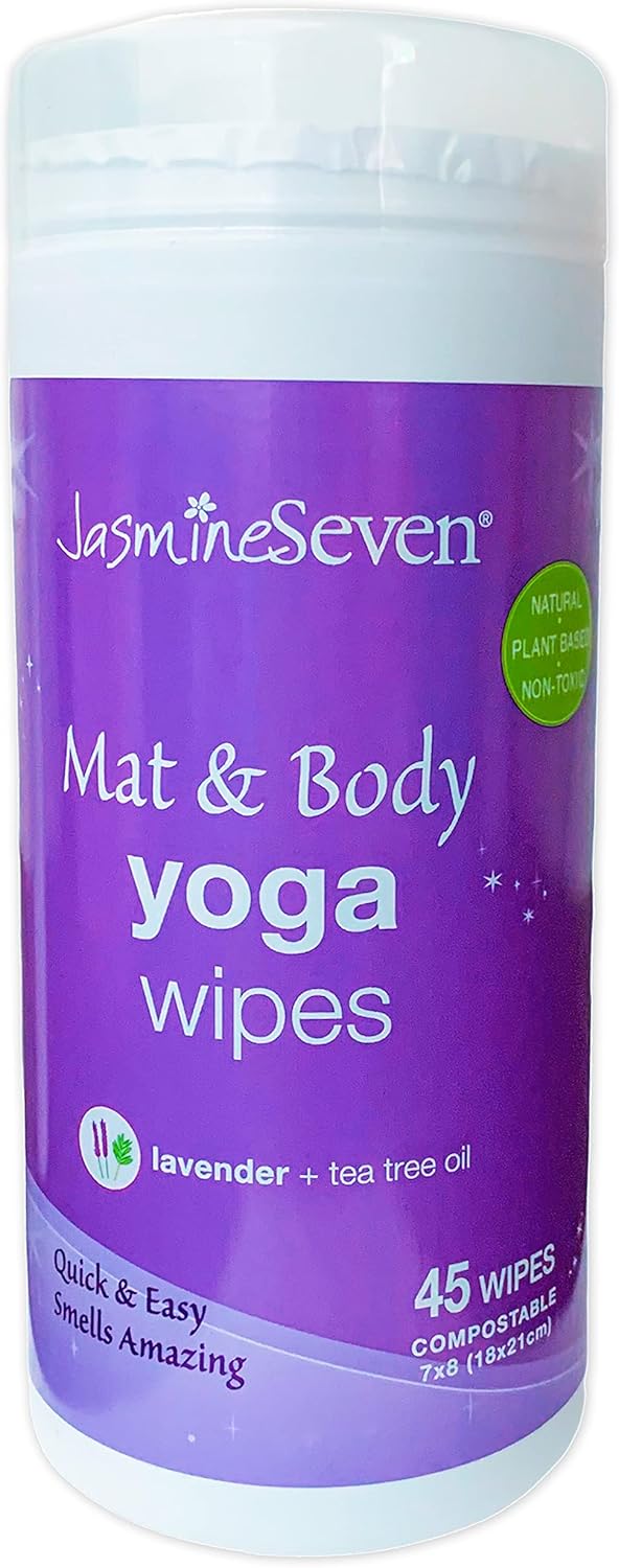 Yoga Wipes for Body and Mat - Natural Lavender and Tea Tree - 45 Wipes in Resealable Canister