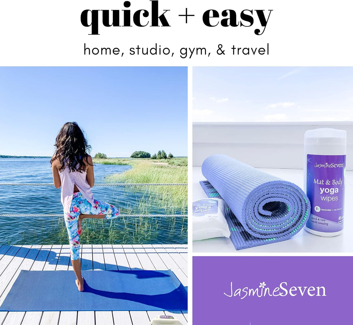 Yoga Wipes for Body and Mat - Natural Lavender and Tea Tree - 45 Wipes in Resealable Canister