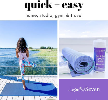 Yoga Wipes for Body and Mat - Natural Lavender and Tea Tree - 45 Wipes in Resealable Canister