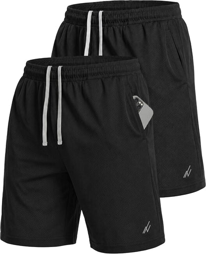 Multi Pack Men's Athletic Shorts Quick Dry Lightweight Workout Running Gym Shorts with Pockets