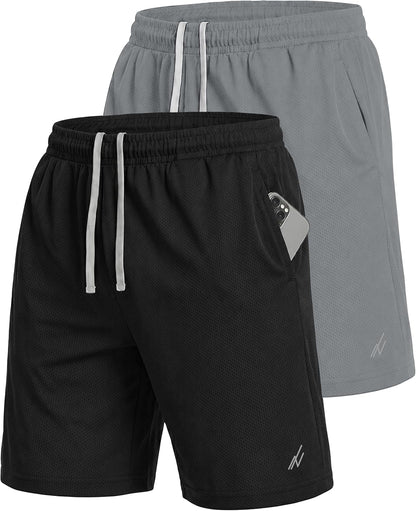Multi Pack Men's Athletic Shorts Quick Dry Lightweight Workout Running Gym Shorts with Pockets