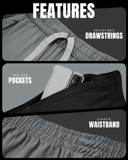 Multi Pack Men's Athletic Shorts Quick Dry Lightweight Workout Running Gym Shorts with Pockets
