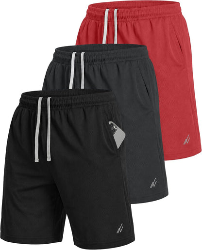 Multi Pack Men's Athletic Shorts Quick Dry Lightweight Workout Running Gym Shorts with Pockets
