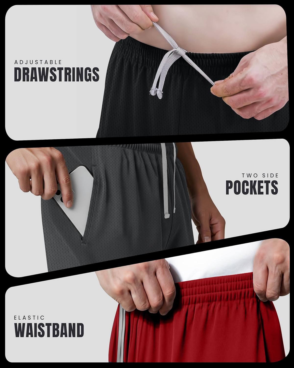 Multi Pack Men's Athletic Shorts Quick Dry Lightweight Workout Running Gym Shorts with Pockets