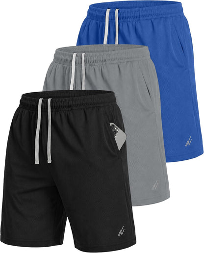 Multi Pack Men's Athletic Shorts Quick Dry Lightweight Workout Running Gym Shorts with Pockets