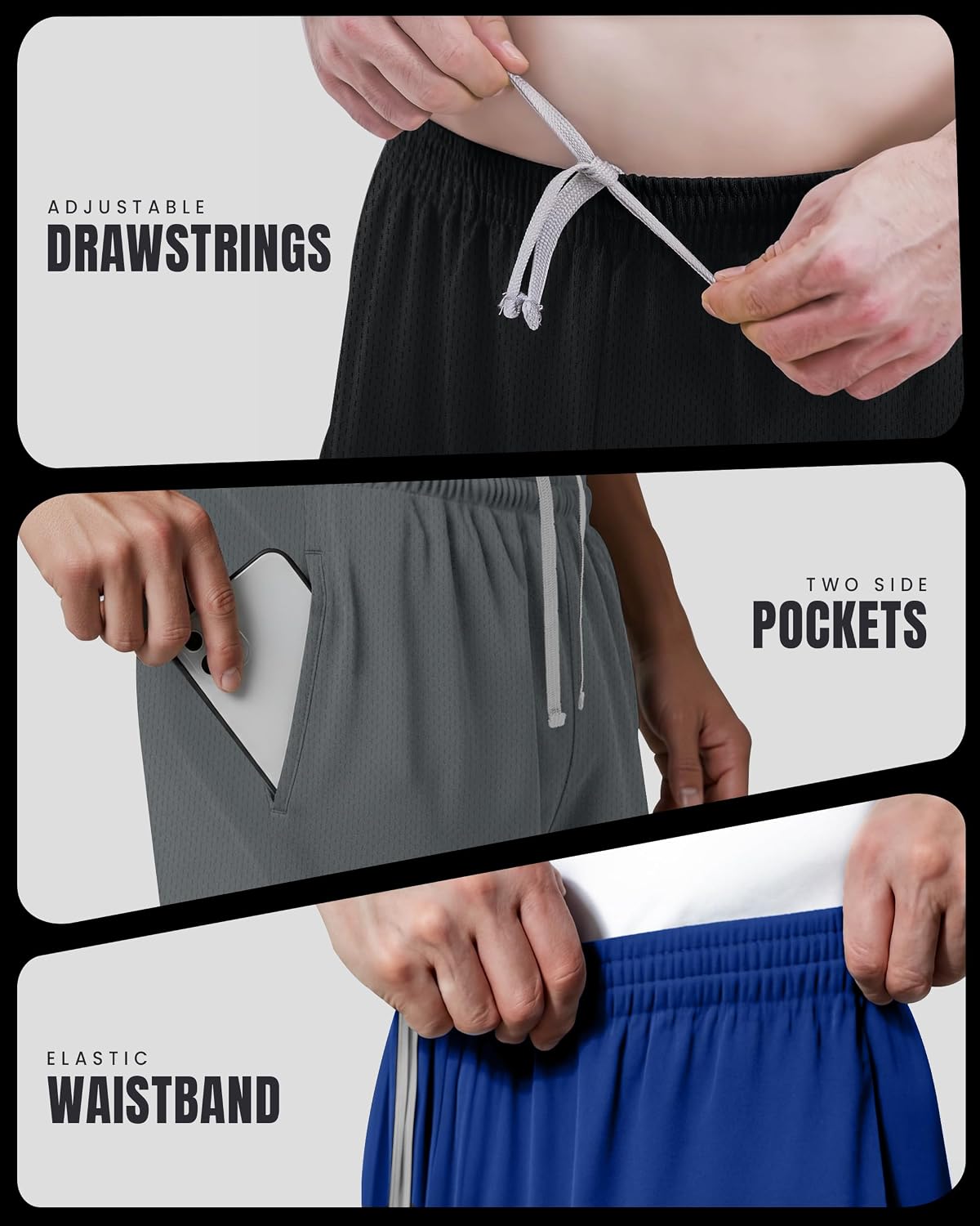 Multi Pack Men's Athletic Shorts Quick Dry Lightweight Workout Running Gym Shorts with Pockets