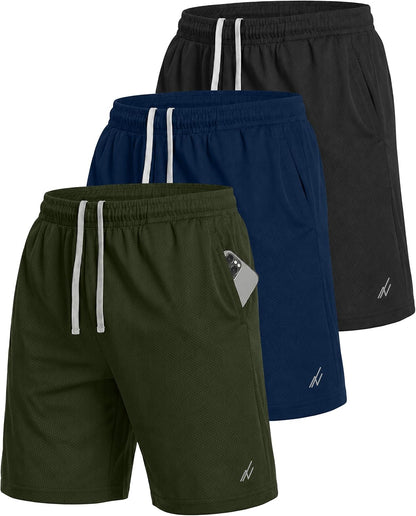 Multi Pack Men's Athletic Shorts Quick Dry Lightweight Workout Running Gym Shorts with Pockets