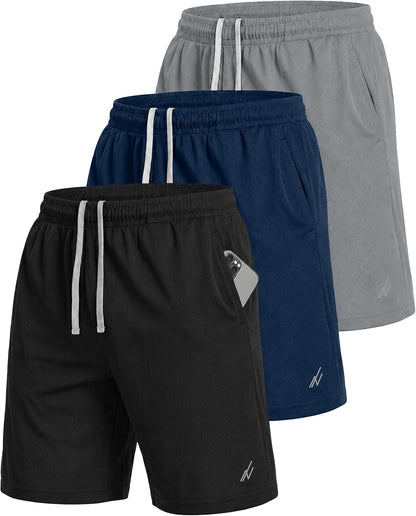 Multi Pack Men's Athletic Shorts Quick Dry Lightweight Workout Running Gym Shorts with Pockets