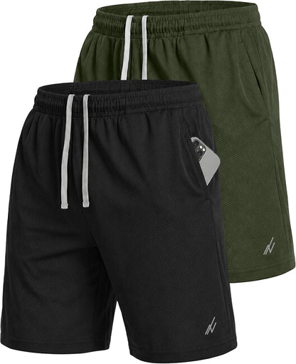 Multi Pack Men's Athletic Shorts Quick Dry Lightweight Workout Running Gym Shorts with Pockets