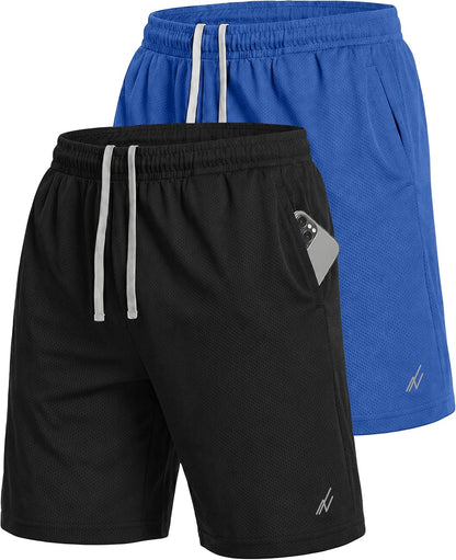 Multi Pack Men's Athletic Shorts Quick Dry Lightweight Workout Running Gym Shorts with Pockets