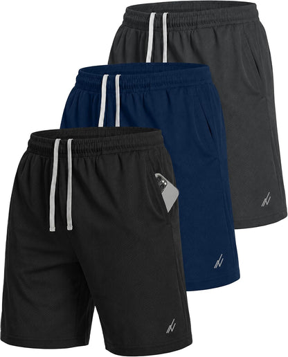 Multi Pack Men's Athletic Shorts Quick Dry Lightweight Workout Running Gym Shorts with Pockets