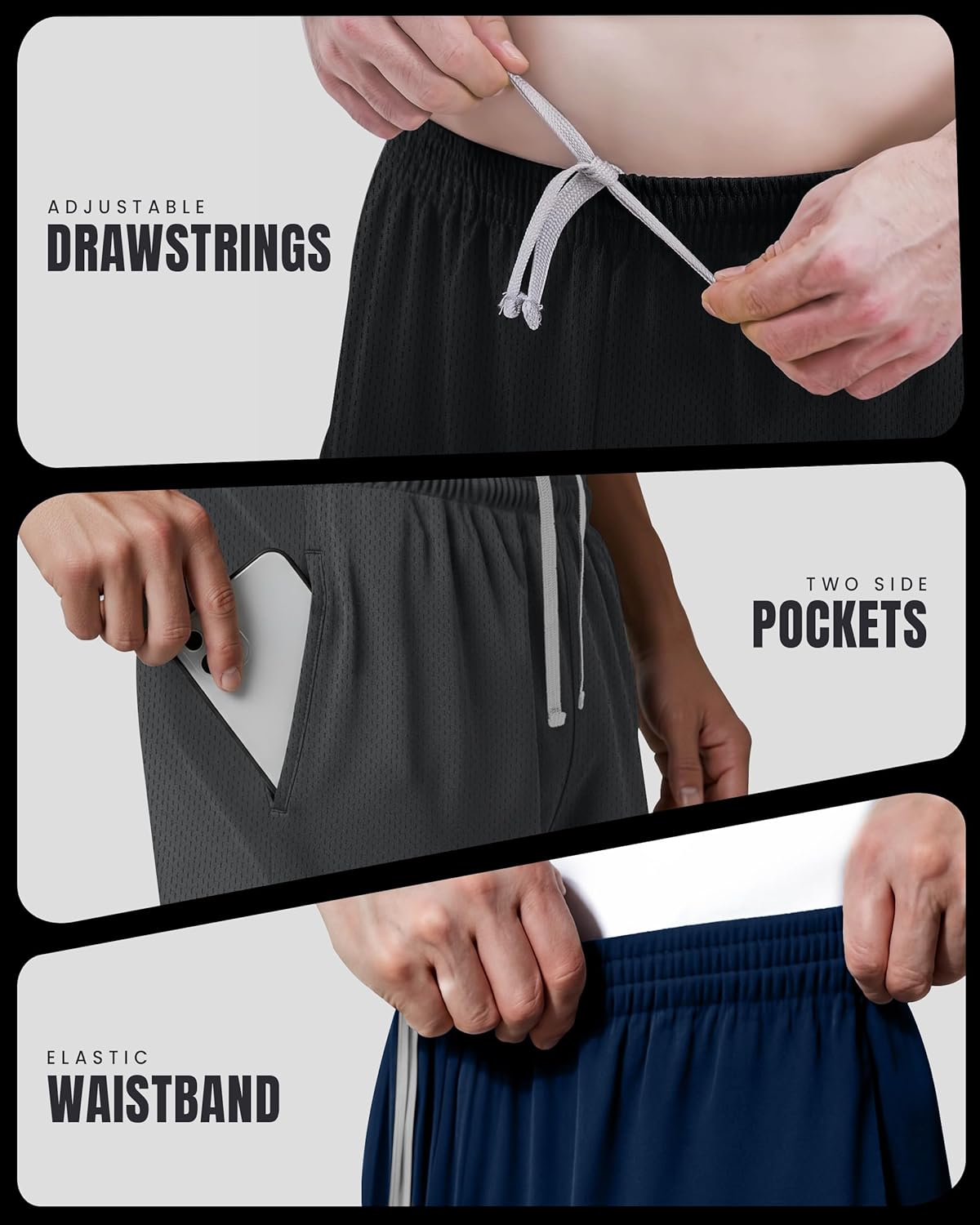 Multi Pack Men's Athletic Shorts Quick Dry Lightweight Workout Running Gym Shorts with Pockets