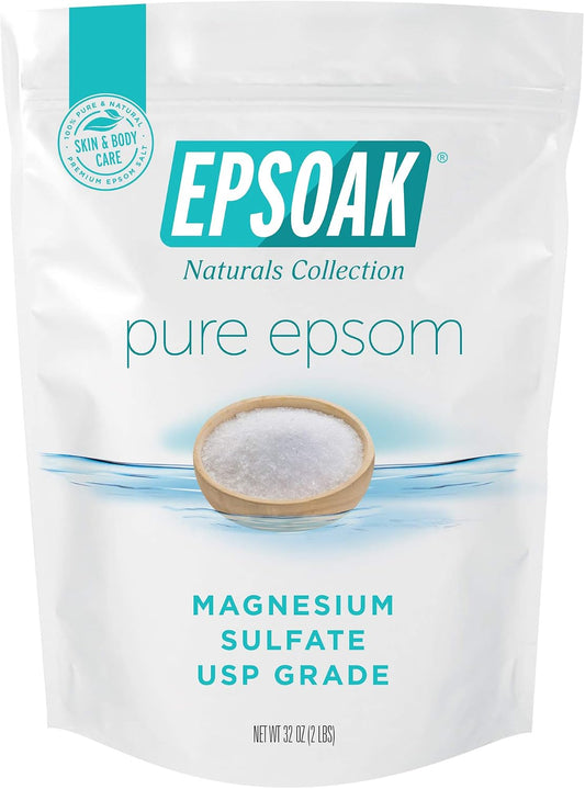 Epsom Salt 5 lb. Magnesium Sulfate USP. Resealable Epsom Salt Bag Unscented, Made in The USA, Cruelty-Free Certified