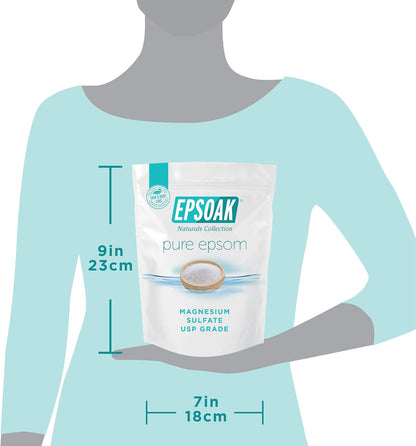 Epsom Salt 5 lb. Magnesium Sulfate USP. Resealable Epsom Salt Bag Unscented, Made in The USA, Cruelty-Free Certified