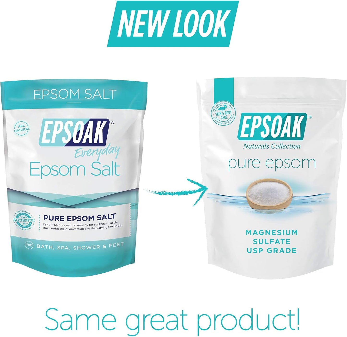 Epsom Salt 5 lb. Magnesium Sulfate USP. Resealable Epsom Salt Bag Unscented, Made in The USA, Cruelty-Free Certified