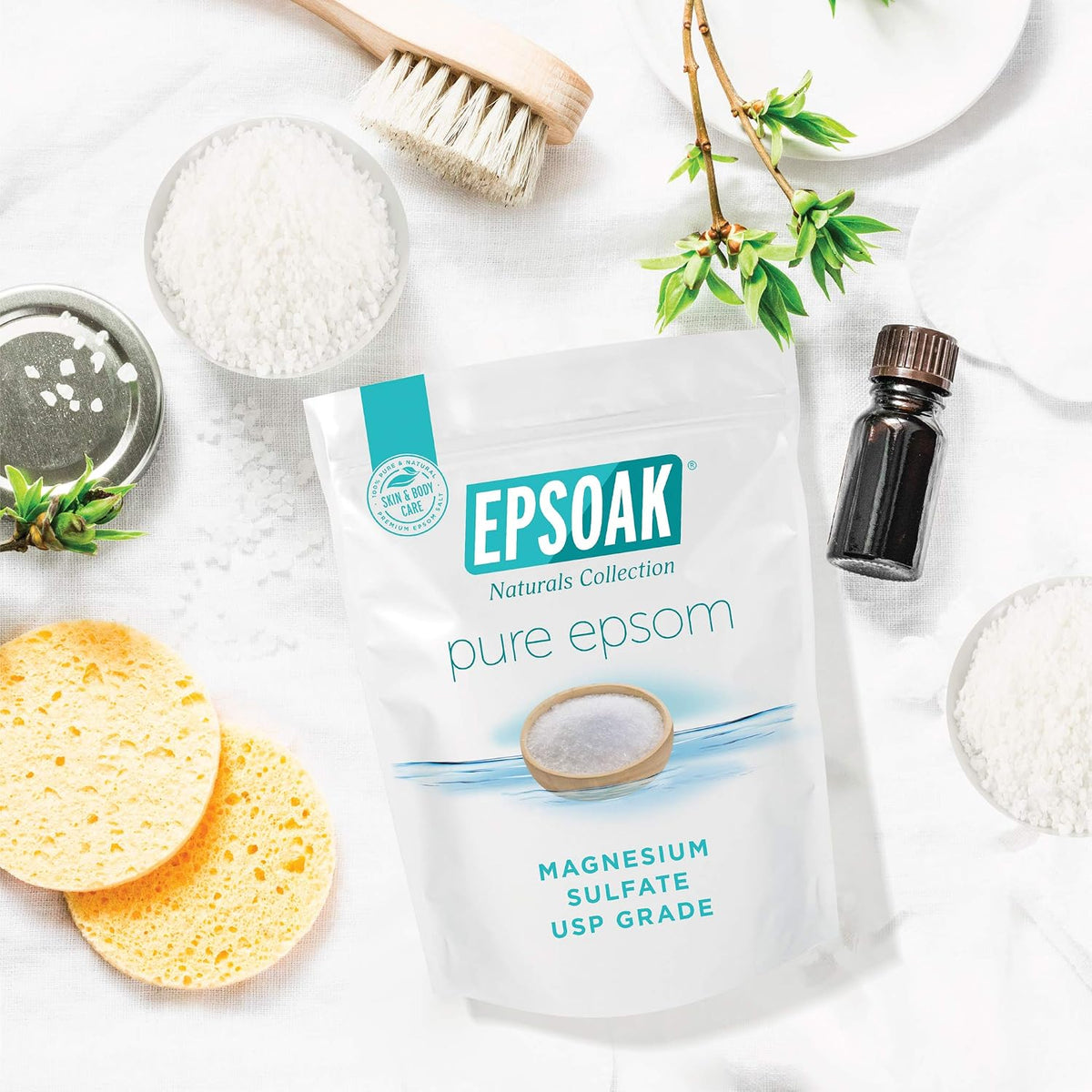 Epsom Salt 5 lb. Magnesium Sulfate USP. Resealable Epsom Salt Bag Unscented, Made in The USA, Cruelty-Free Certified