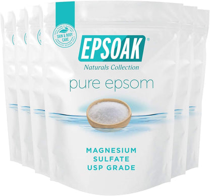 Epsom Salt 5 lb. Magnesium Sulfate USP. Resealable Epsom Salt Bag Unscented, Made in The USA, Cruelty-Free Certified