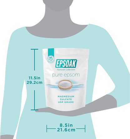 Epsom Salt 5 lb. Magnesium Sulfate USP. Resealable Epsom Salt Bag Unscented, Made in The USA, Cruelty-Free Certified