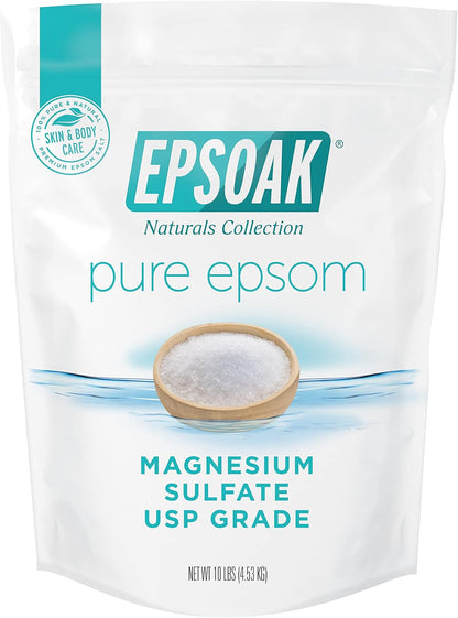 Epsom Salt 5 lb. Magnesium Sulfate USP. Resealable Epsom Salt Bag Unscented, Made in The USA, Cruelty-Free Certified