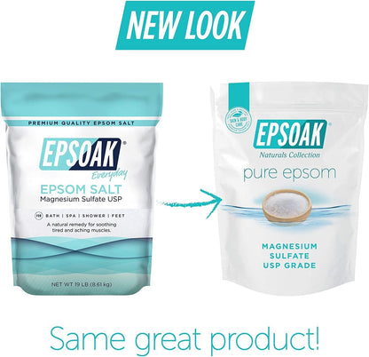 Epsom Salt 5 lb. Magnesium Sulfate USP. Resealable Epsom Salt Bag Unscented, Made in The USA, Cruelty-Free Certified