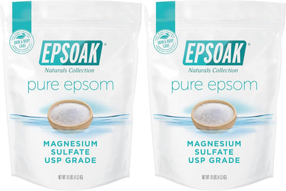 Epsom Salt 5 lb. Magnesium Sulfate USP. Resealable Epsom Salt Bag Unscented, Made in The USA, Cruelty-Free Certified