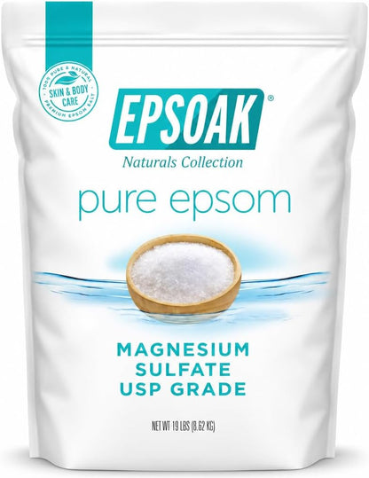 Epsom Salt 5 lb. Magnesium Sulfate USP. Resealable Epsom Salt Bag Unscented, Made in The USA, Cruelty-Free Certified