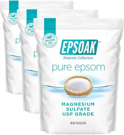 Epsom Salt 5 lb. Magnesium Sulfate USP. Resealable Epsom Salt Bag Unscented, Made in The USA, Cruelty-Free Certified