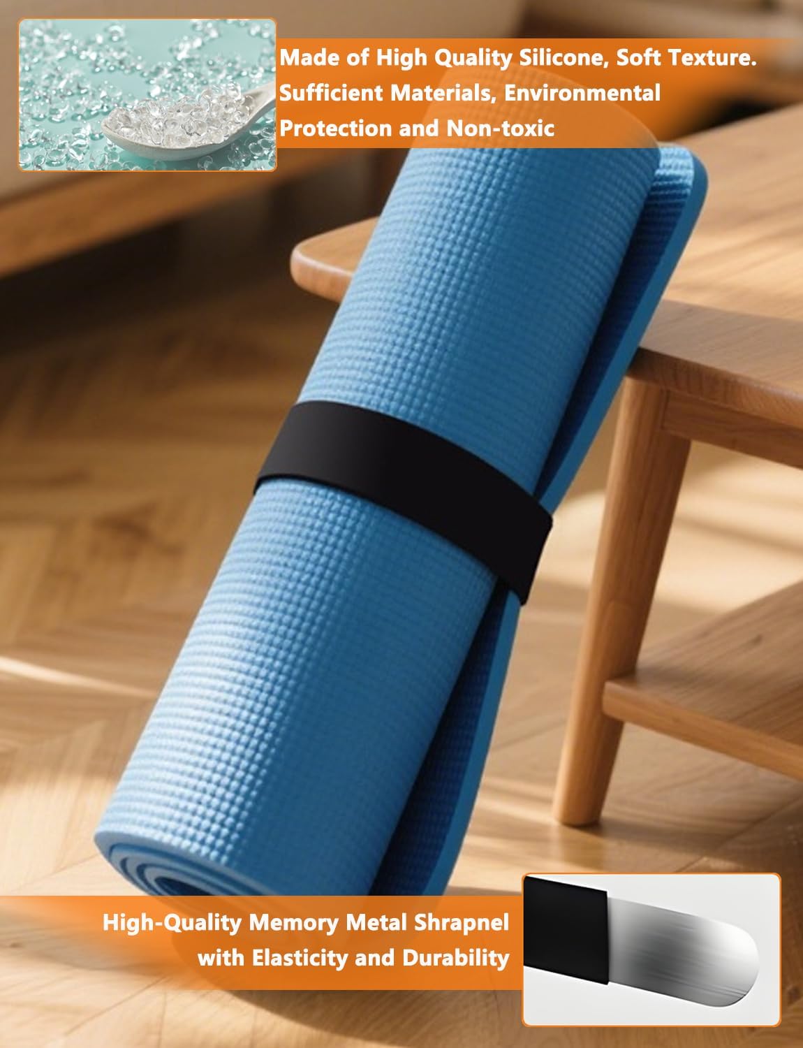 2 Pcs Yoga Mat Strap, Yoga Mat Scrunchie Slap Band for Carrying & Storage - Secure for Travel, Fits Most Standard Mats