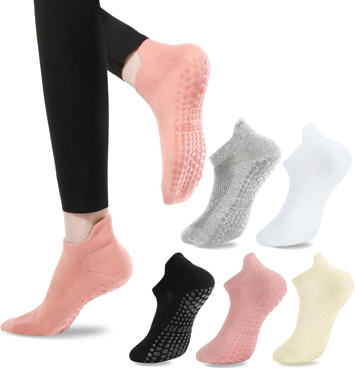 Grip Pilates Socks Non Slip Athletic Yoga Socks with Grips for Women Grippy socks for Hospital Workout Barre