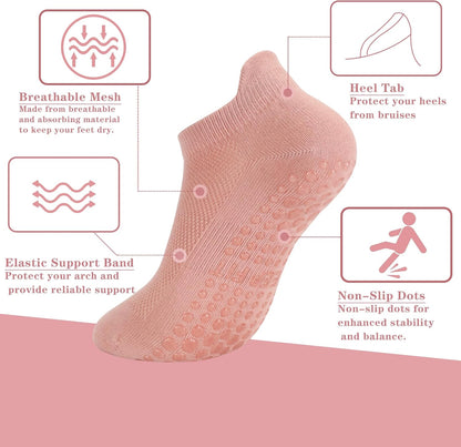 Grip Pilates Socks Non Slip Athletic Yoga Socks with Grips for Women Grippy socks for Hospital Workout Barre