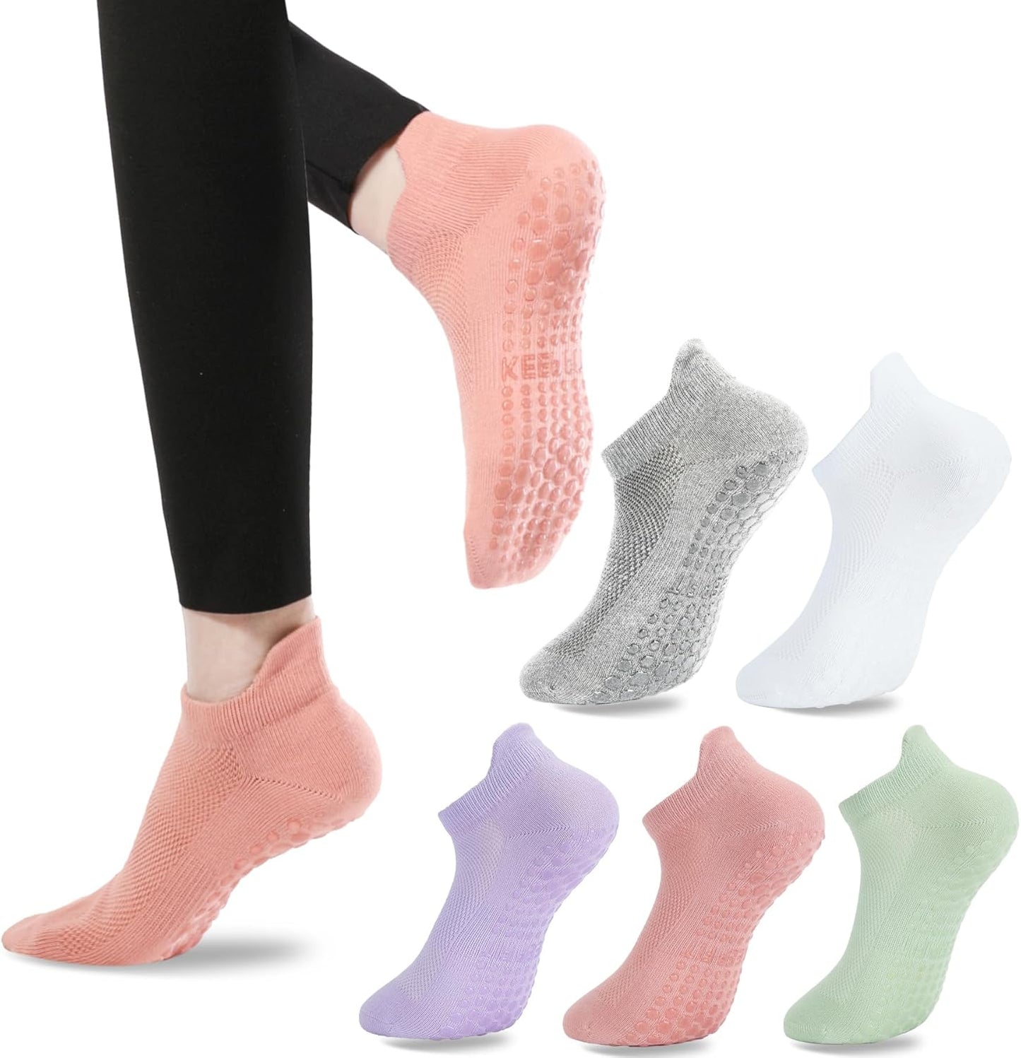 Grip Pilates Socks Non Slip Athletic Yoga Socks with Grips for Women Grippy socks for Hospital Workout Barre