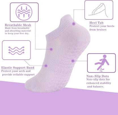 Grip Pilates Socks Non Slip Athletic Yoga Socks with Grips for Women Grippy socks for Hospital Workout Barre