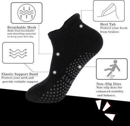 Grip Pilates Socks Non Slip Athletic Yoga Socks with Grips for Women Grippy socks for Hospital Workout Barre