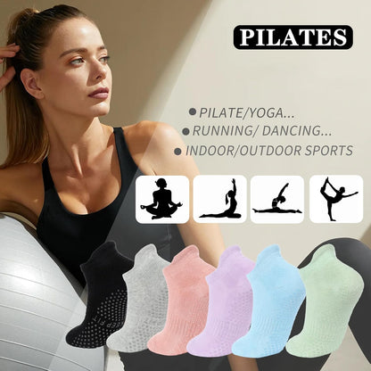 Grip Pilates Socks Non Slip Athletic Yoga Socks with Grips for Women Grippy socks for Hospital Workout Barre