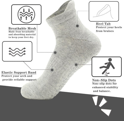 Grip Pilates Socks Non Slip Athletic Yoga Socks with Grips for Women Grippy socks for Hospital Workout Barre