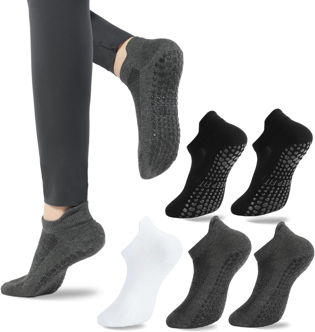 Grip Pilates Socks Non Slip Athletic Yoga Socks with Grips for Women Grippy socks for Hospital Workout Barre