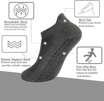 Grip Pilates Socks Non Slip Athletic Yoga Socks with Grips for Women Grippy socks for Hospital Workout Barre
