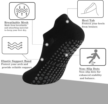 Grip Pilates Socks Non Slip Athletic Yoga Socks with Grips for Women Grippy socks for Hospital Workout Barre