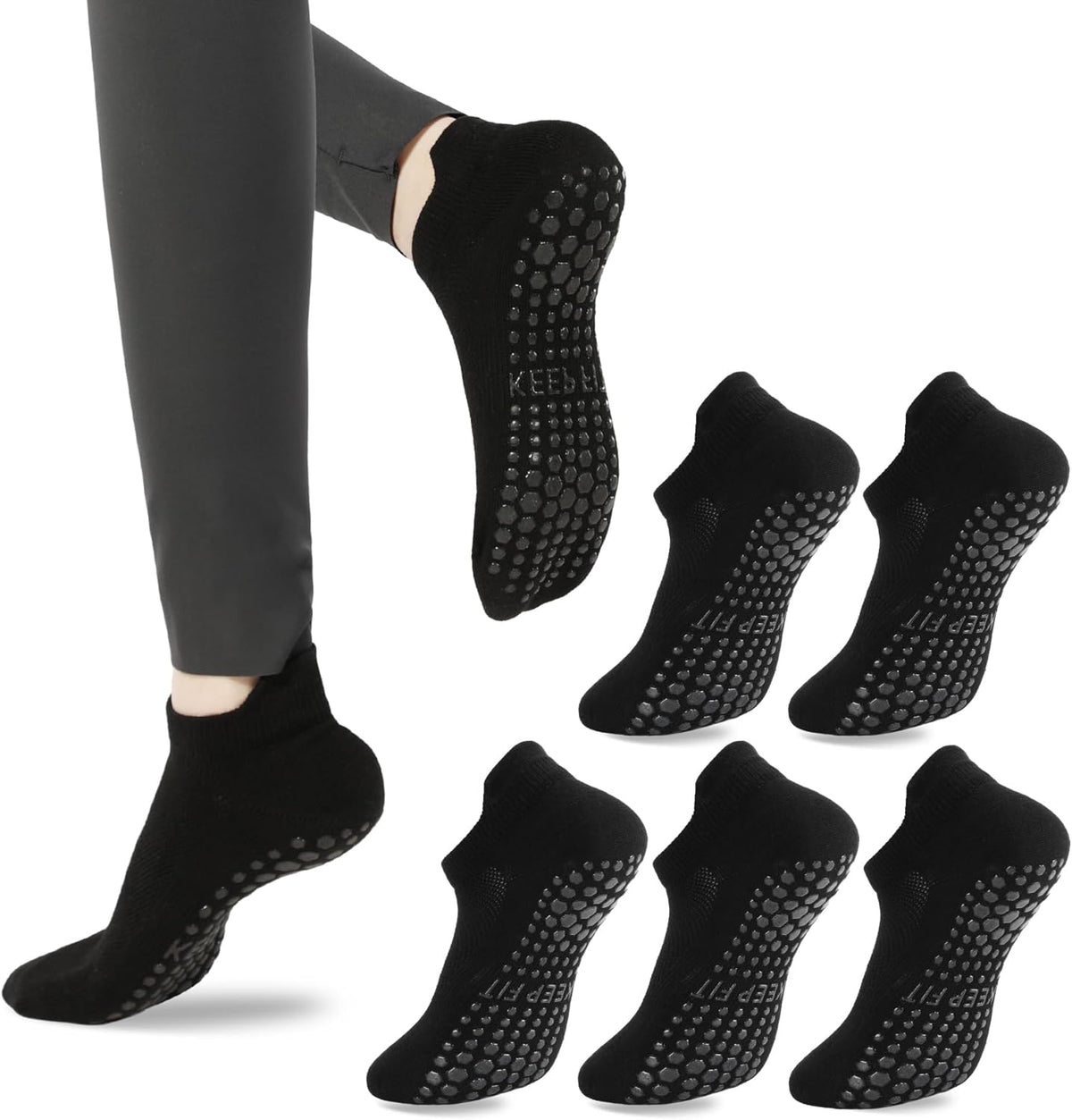 Grip Pilates Socks Non Slip Athletic Yoga Socks with Grips for Women Grippy socks for Hospital Workout Barre