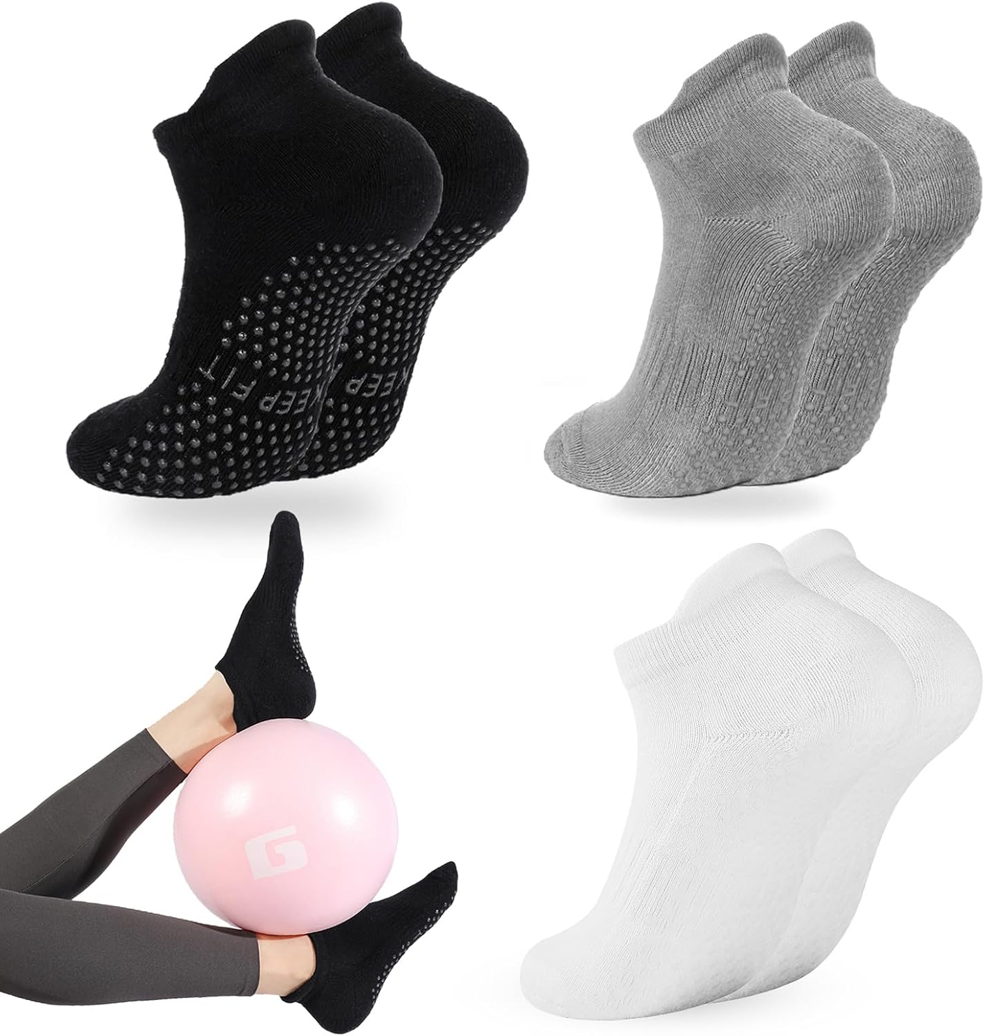 Grip Pilates Socks Non Slip Athletic Yoga Socks with Grips for Women Grippy socks for Hospital Workout Barre